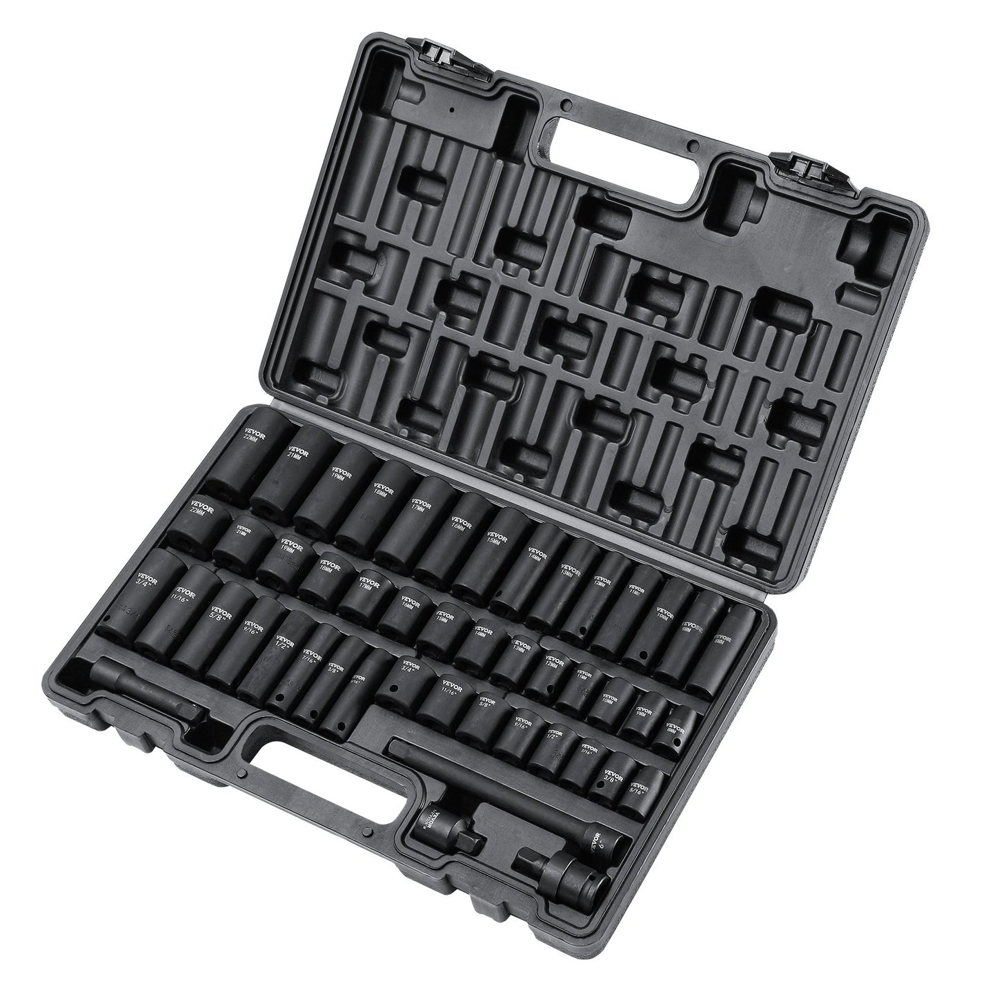 3/8" Drive Impact Socket Set, 48 Piece Socket Set SAE (5/16" -3/4") & Metric (8-22mm)6 Point Cr-V Drive V952-CJT38SAECRV48ZGF4V0