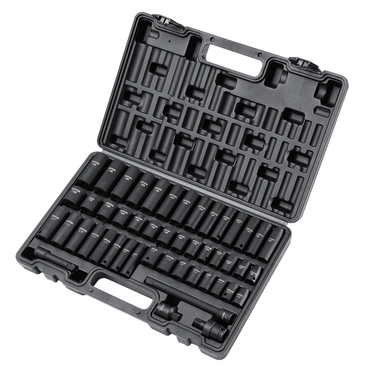 3/8" Drive Impact Socket Set, 48 Piece Socket Set SAE (5/16" -3/4") & Metric (8-22mm)6 Point Cr-V Drive V952-CJT38SAECRV48ZGF4V0