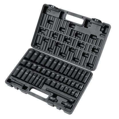 3/8" Drive Impact Socket Set, 48 Piece Socket Set SAE (5/16" -3/4") & Metric (8-22mm)6 Point Cr-V Drive V952-CJT38SAECRV48ZGF4V0