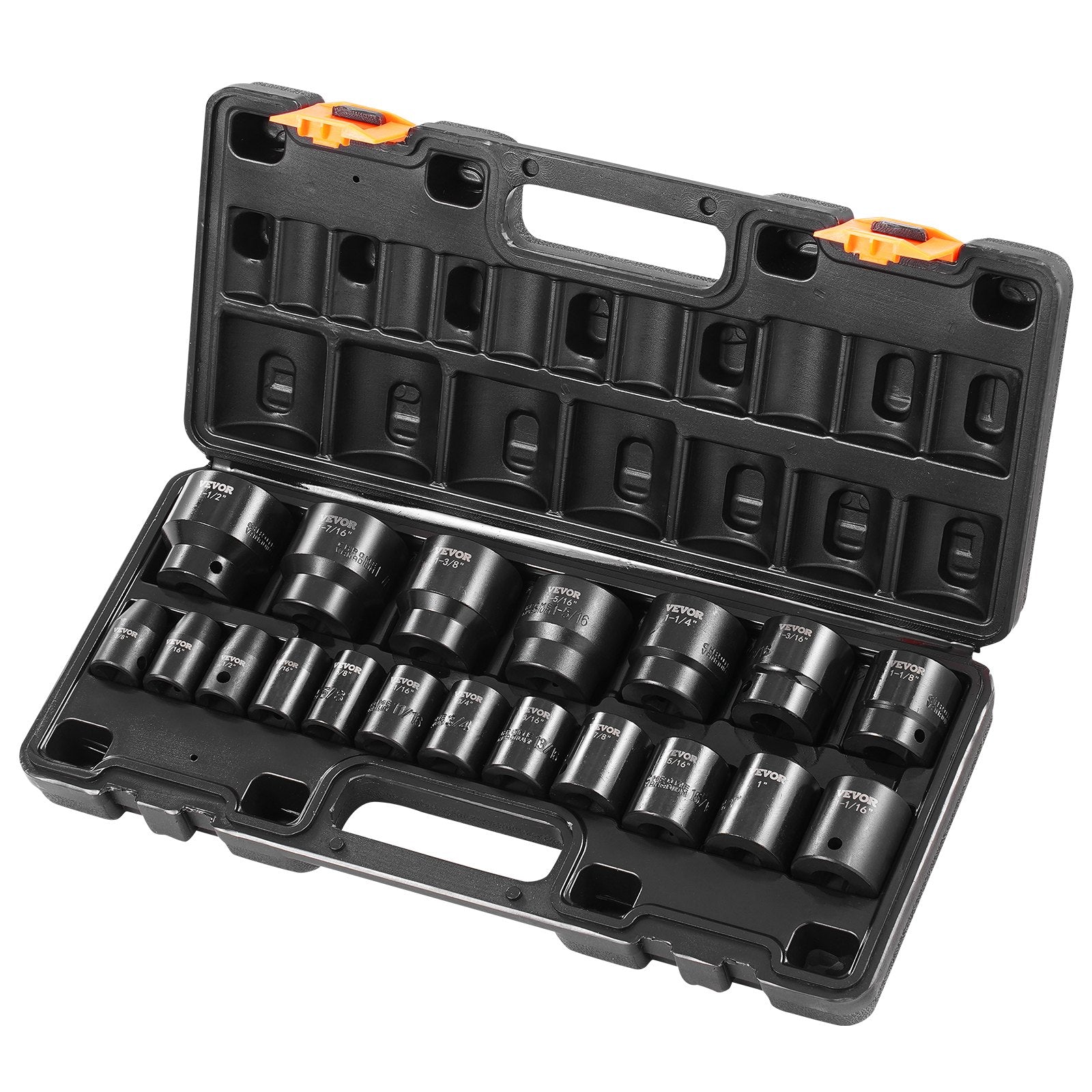 Impact Socket Set 1/2 Inches 19 Piece Impact Sockets, Standard Socket Assortment, 1/2 Inches Drive Socket Set V952-CJTT19PC12INBZ001V0