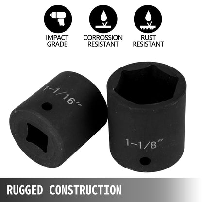 Impact Socket Set 1/2 Inches 19 Piece Impact Sockets, Standard Socket Assortment, 1/2 Inches Drive Socket Set V952-CJTT19PC12INBZ001V0