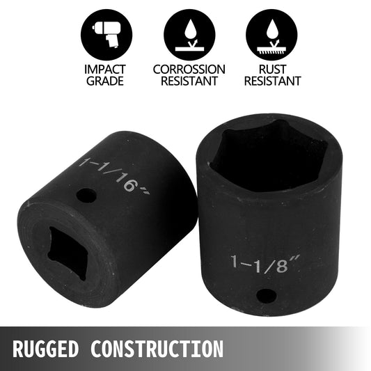 Impact Socket Set 1/2 Inches 19 Piece Impact Sockets, Standard Socket Assortment, 1/2 Inches Drive Socket Set V952-CJTT19PC12INBZ001V0