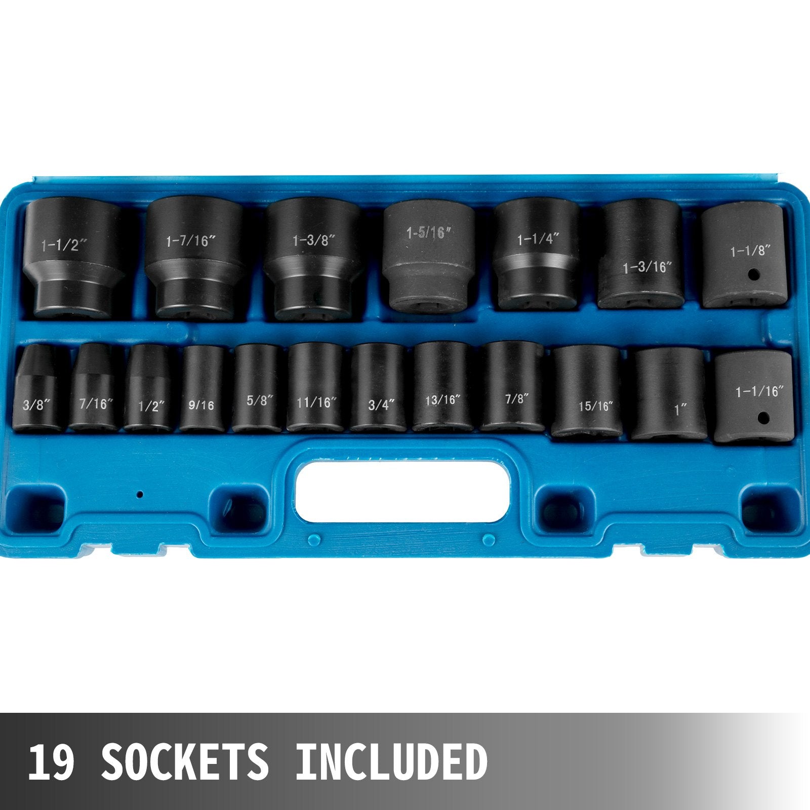 Impact Socket Set 1/2 Inches 19 Piece Impact Sockets, Standard Socket Assortment, 1/2 Inches Drive Socket Set V952-CJTT19PC12INBZ001V0