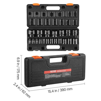 Impact Socket Set 1/2 Inches 19 Piece Impact Sockets, Standard Socket Assortment, 1/2 Inches Drive Socket Set V952-CJTT19PC12INBZ001V0
