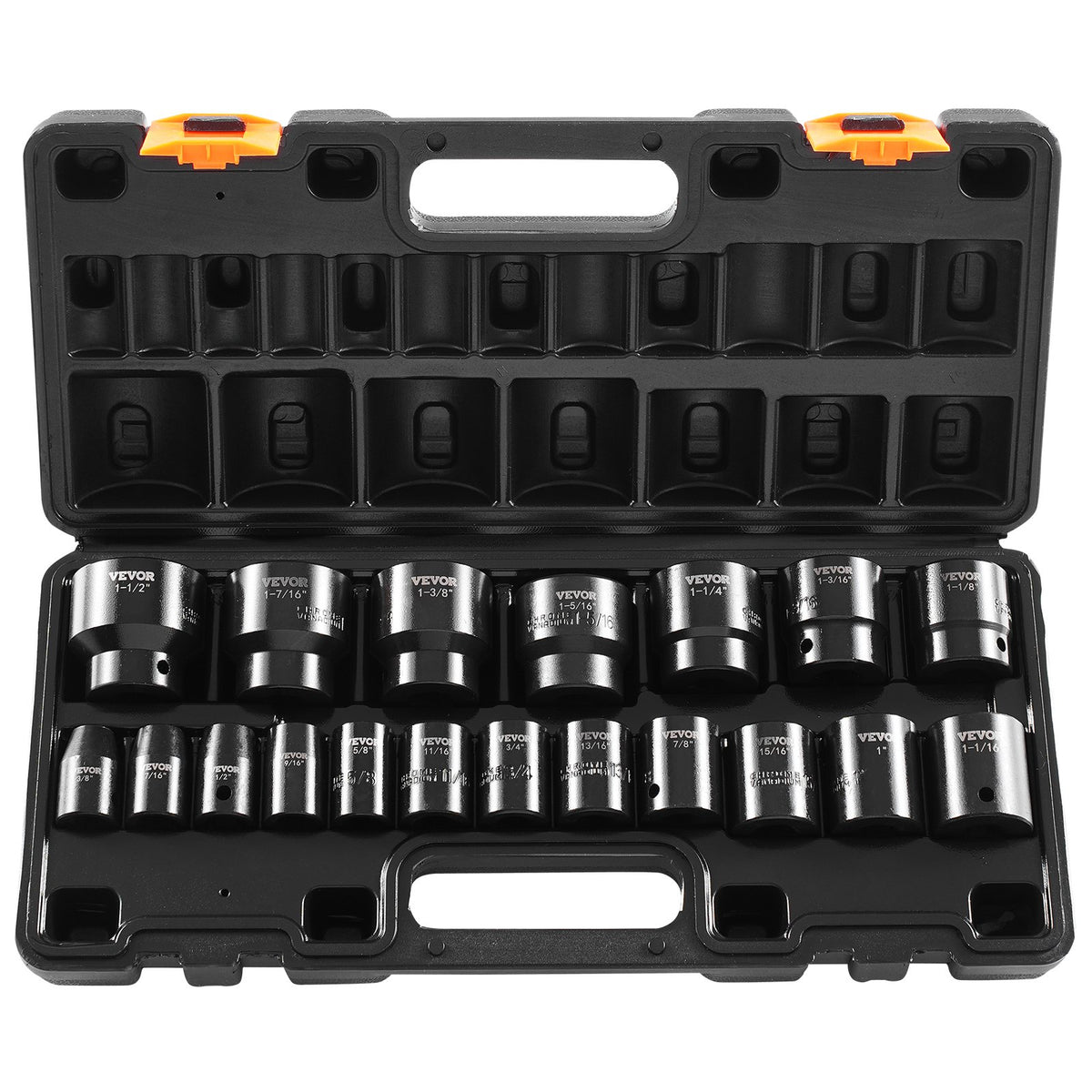 Impact Socket Set 1/2 Inches 19 Piece Impact Sockets, Standard Socket Assortment, 1/2 Inches Drive Socket Set V952-CJTT19PC12INBZ001V0