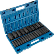 Impact Sockets Set 1/2 Inch Drive 26 PCS Metric 10mm - 36mm Deep 6-Point Set V952-CJTT26PCS12INSD01V0
