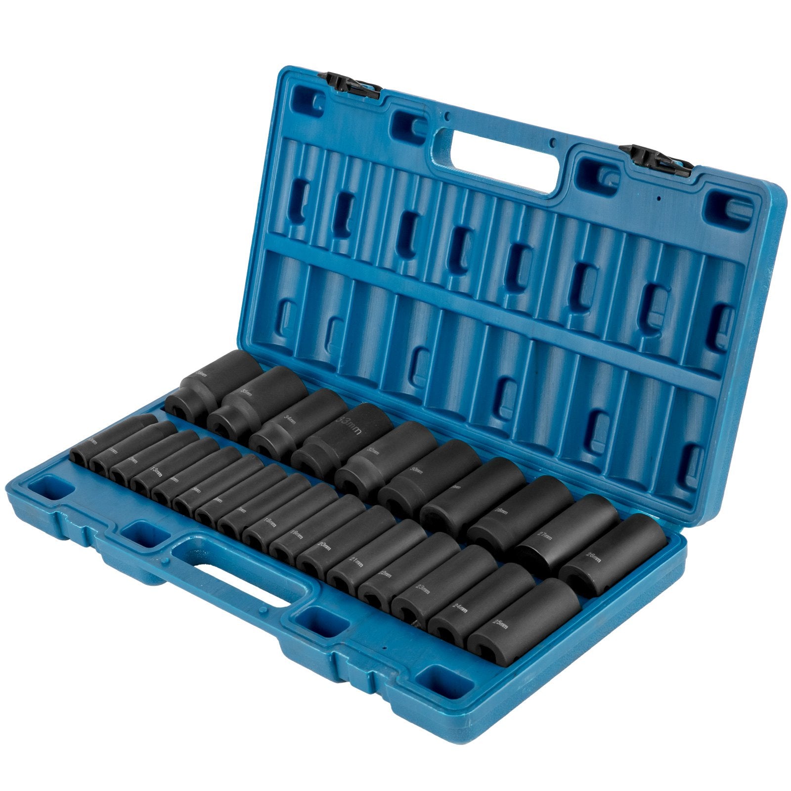 Impact Sockets Set 1/2 Inch Drive 26 PCS Metric 10mm - 36mm Deep 6-Point Set V952-CJTT26PCS12INSD01V0