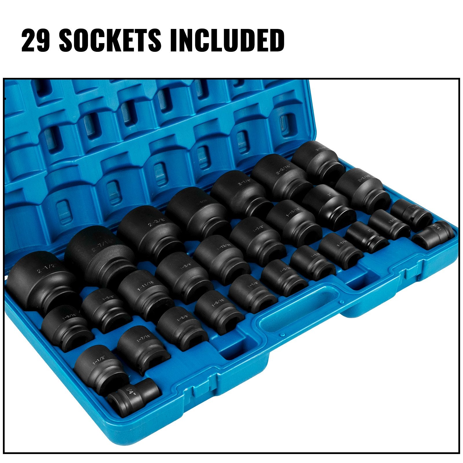 Impact Socket Set 3/4 Inches 29 Piece Impact Sockets, 6-Point Sockets, Rugged Construction, CR-M0, 3/4 Inches V952-CJTT34IN29PC00001V0
