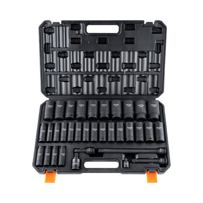 1/2" Drive Deep Impact Socket Set, 34pcs Socket Set Metric (8-36mm) 6 Point Cr-MO Alloy Steel for Auto V952-CJTTZ12CRMO3448AJV0