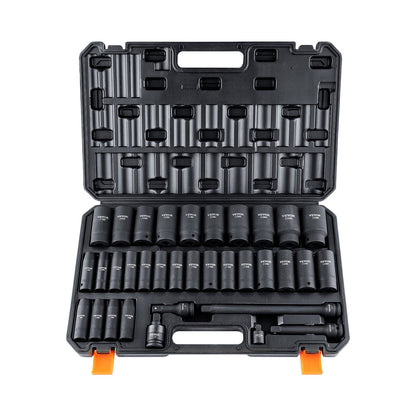 1/2" Drive Deep Impact Socket Set, 34pcs Socket Set Metric (8-36mm) 6 Point Cr-MO Alloy Steel for Auto V952-CJTTZ12CRMO3448AJV0