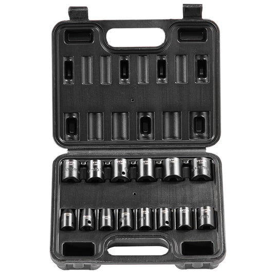 3/8" Drive Impact Socket Set, 14 Piece Shallow Socket Set Metric 7-20mm, 6 Point Cr-Mo Alloy Steel for Auto V952-CJTTZJ1CRMO17G1EZV0