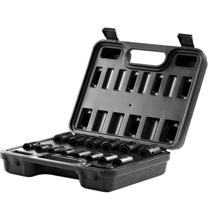 3/8" Drive Impact Socket Set, 14 Piece Shallow Socket Set Metric 7-20mm, 6 Point Cr-Mo Alloy Steel for Auto V952-CJTTZJ1CRMO17G1EZV0