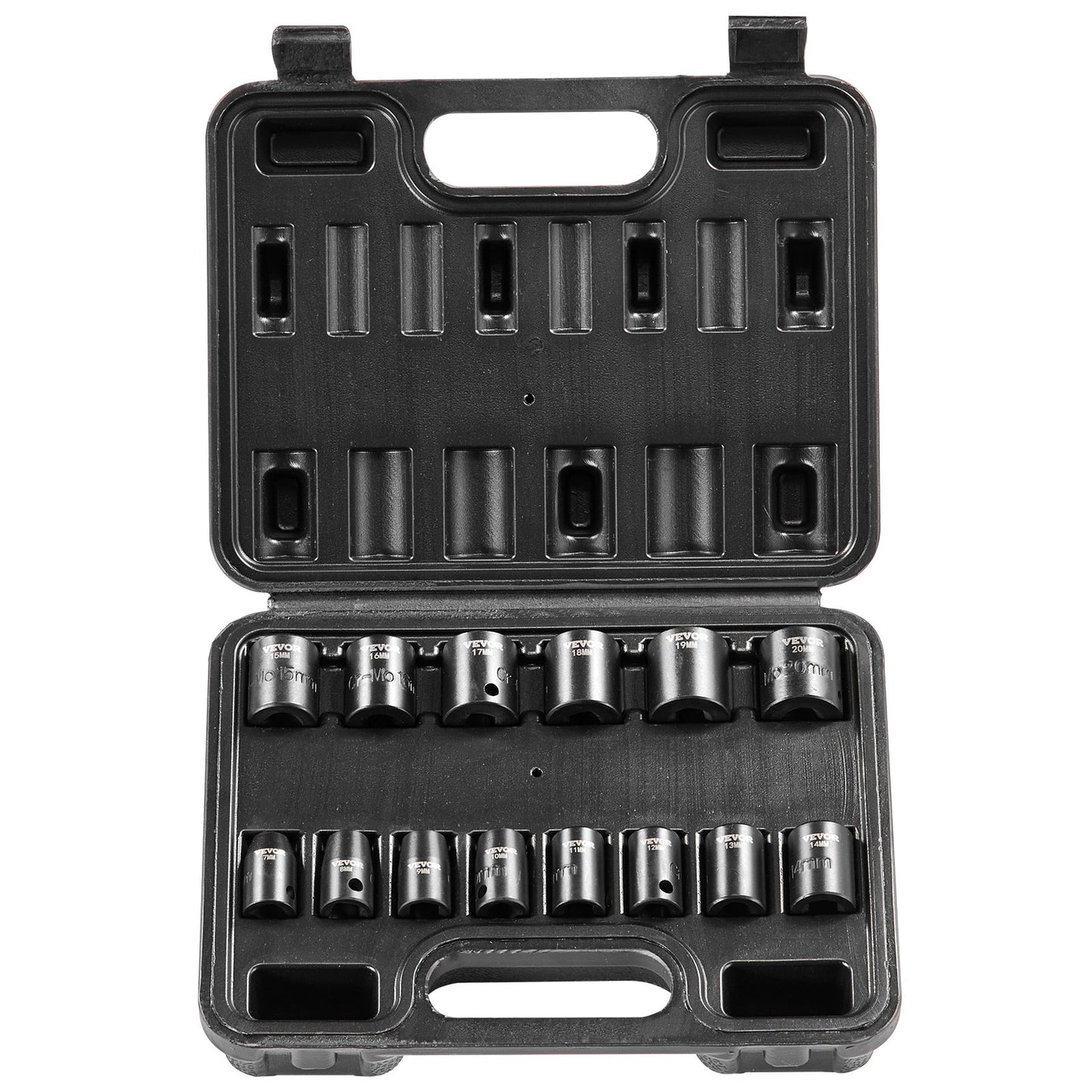 3/8" Drive Impact Socket Set, 14 Piece Shallow Socket Set Metric 7-20mm, 6 Point Cr-Mo Alloy Steel for Auto V952-CJTTZJ1CRMO17G1EZV0