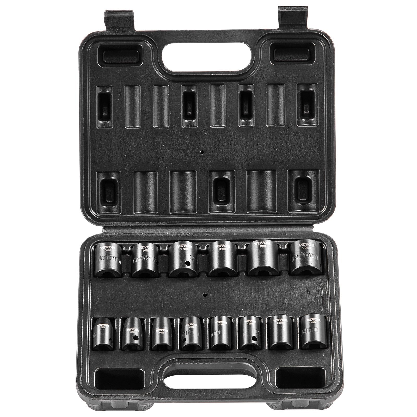 3/8" Drive Impact Socket Set, 14 Piece Shallow Socket Set Metric 7-20mm, 6 Point Cr-Mo Alloy Steel for Auto V952-CJTTZJ1CRMO17G1EZV0
