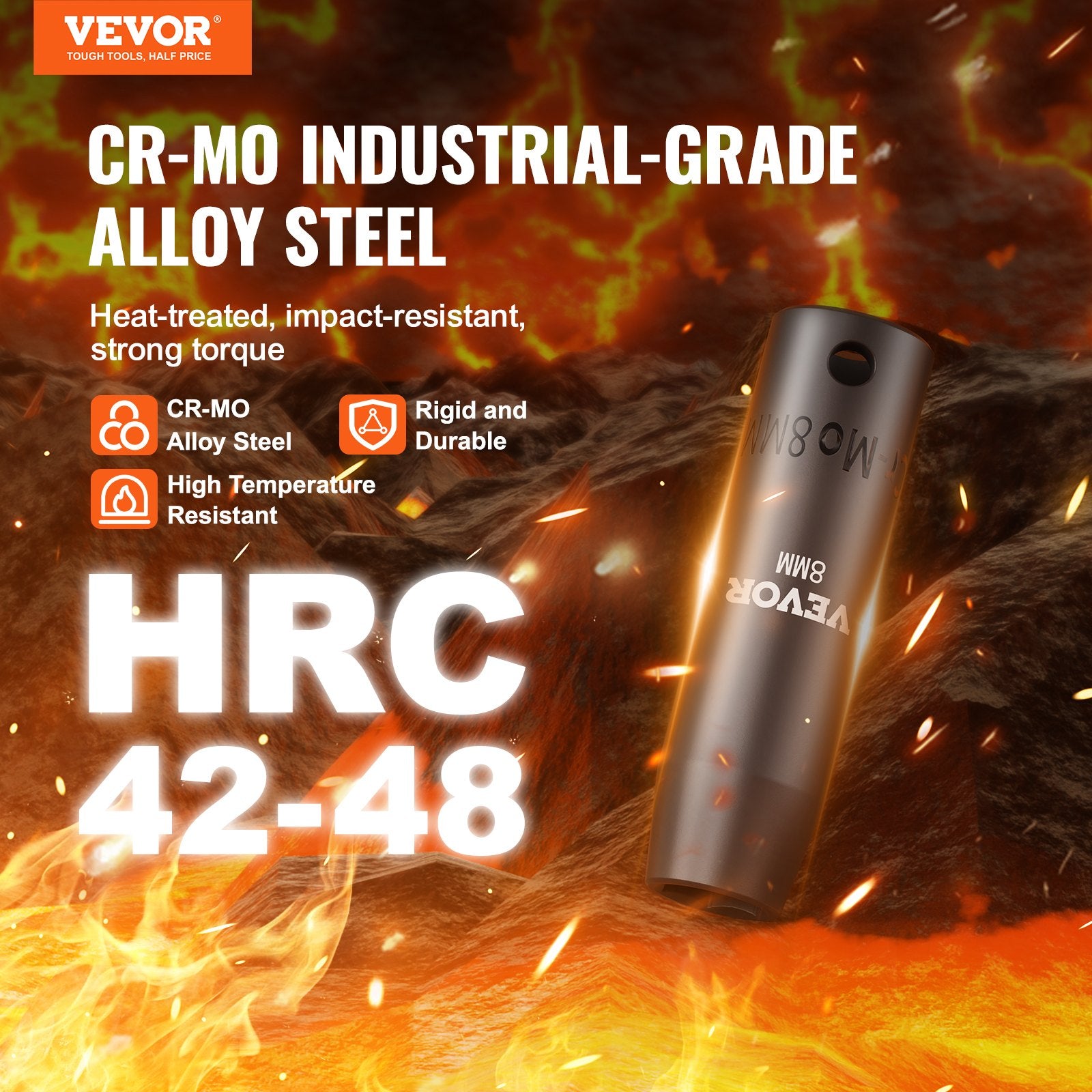 3/8" Drive Impact Socket Set, 15 Piece Deep Socket Set Metric 8-22mm, 6 Point Cr-Mo Alloy Steel for Auto V952-CJTTZJ1CRMO1D0PTUV0