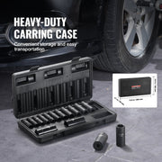 3/8" Drive Impact Socket Set, 15 Piece Deep Socket Set Metric 8-22mm, 6 Point Cr-Mo Alloy Steel for Auto V952-CJTTZJ1CRMO1D0PTUV0