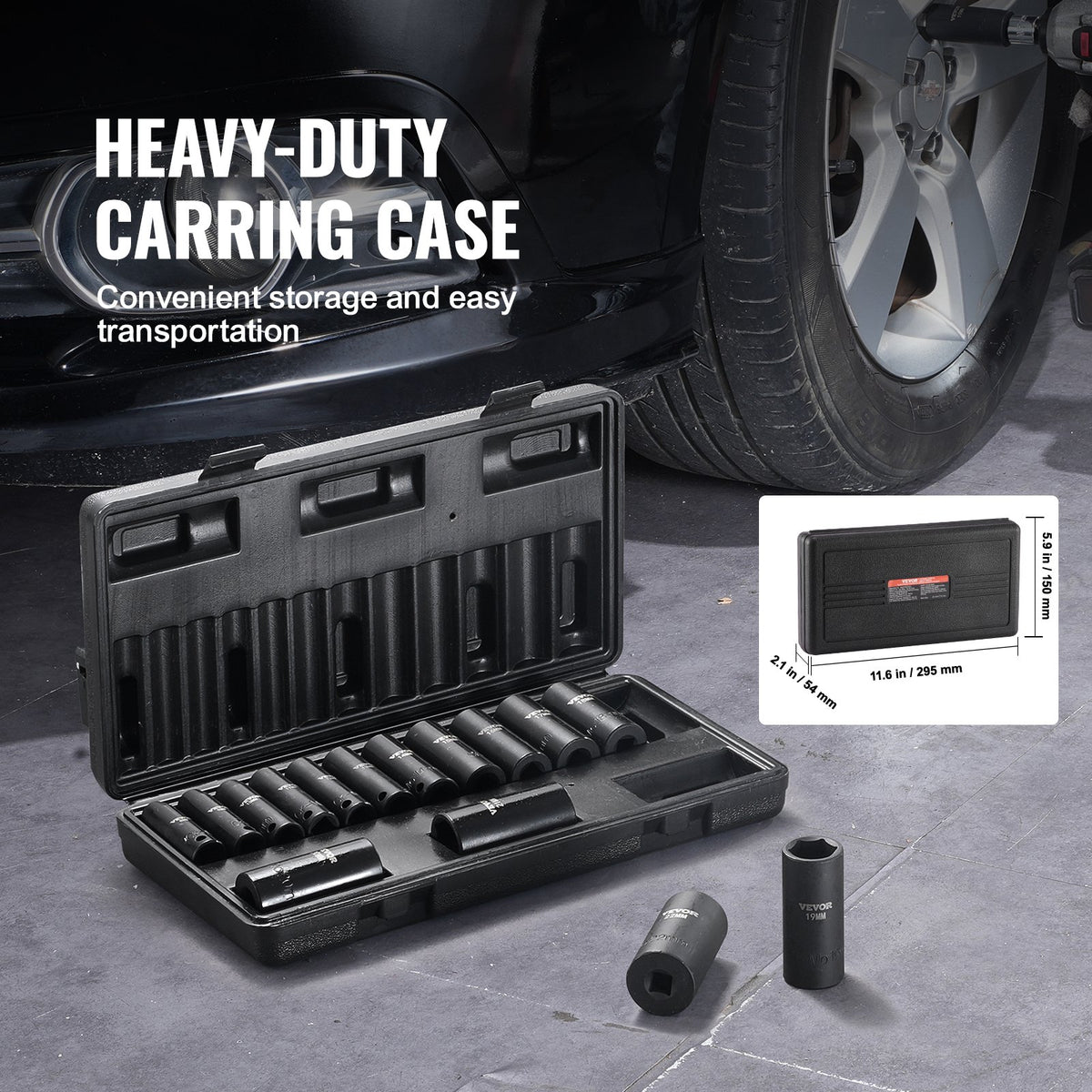 3/8" Drive Impact Socket Set, 15 Piece Deep Socket Set Metric 8-22mm, 6 Point Cr-Mo Alloy Steel for Auto V952-CJTTZJ1CRMO1D0PTUV0