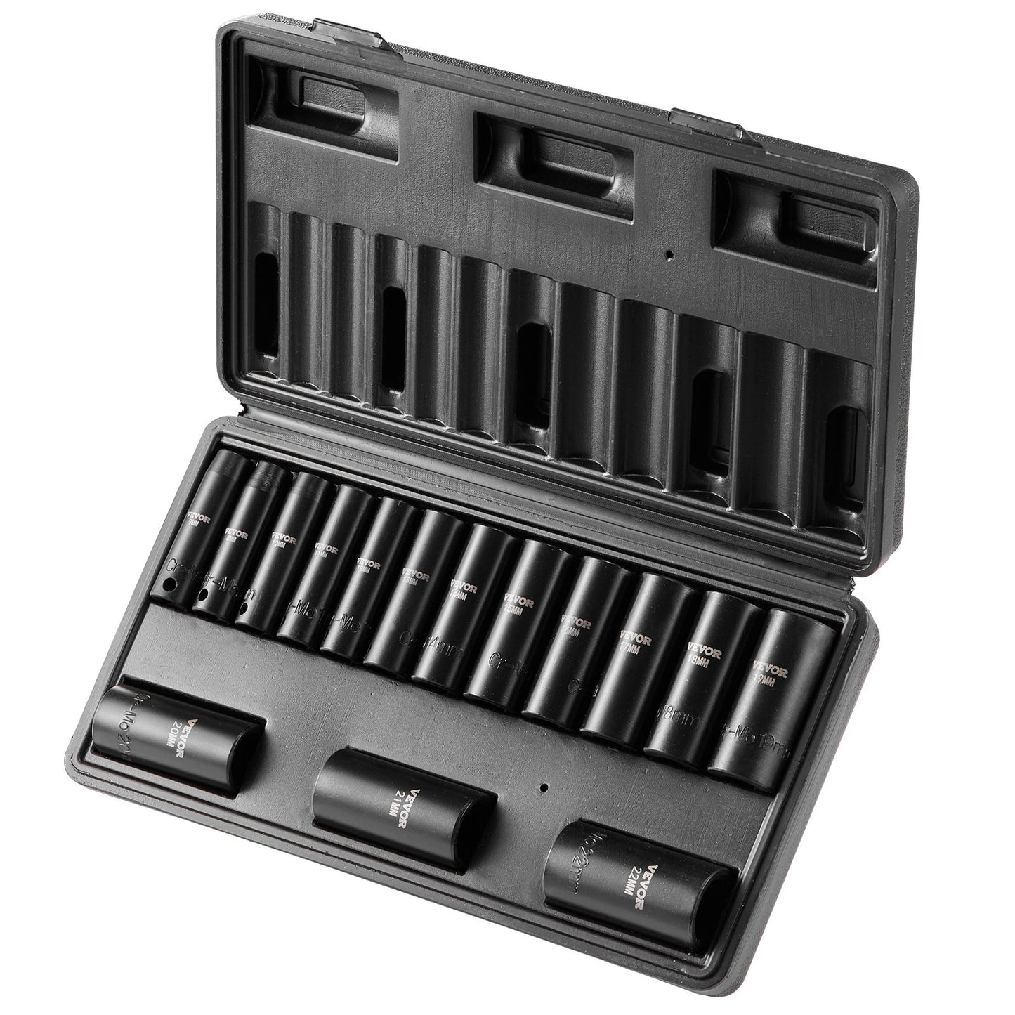 3/8" Drive Impact Socket Set, 15 Piece Deep Socket Set Metric 8-22mm, 6 Point Cr-Mo Alloy Steel for Auto V952-CJTTZJ1CRMO1D0PTUV0