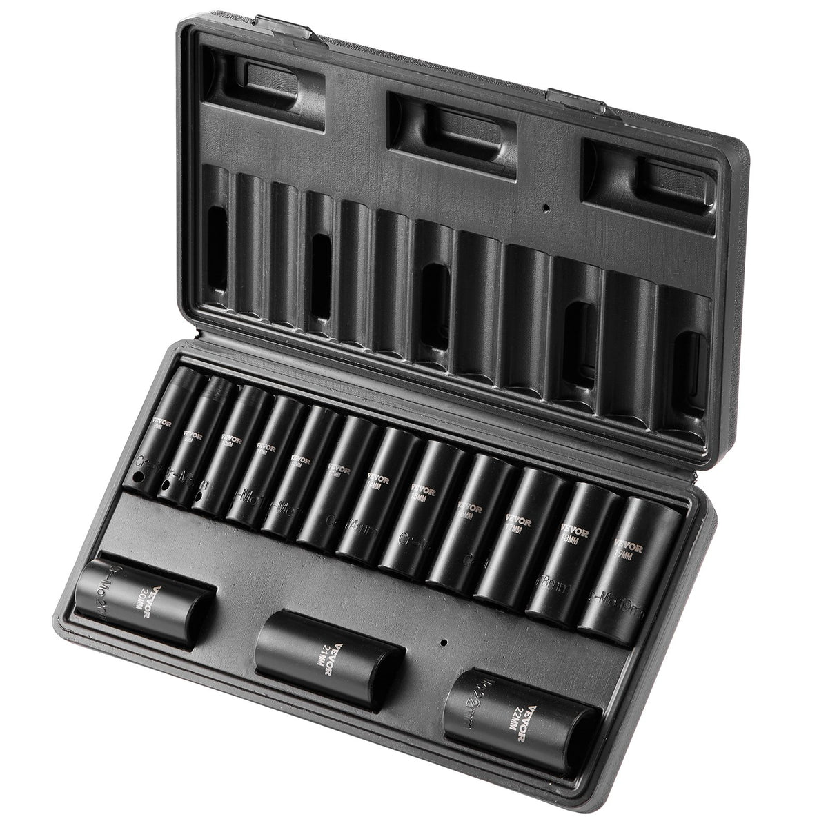 3/8" Drive Impact Socket Set, 15 Piece Deep Socket Set Metric 8-22mm, 6 Point Cr-Mo Alloy Steel for Auto V952-CJTTZJ1CRMO1D0PTUV0