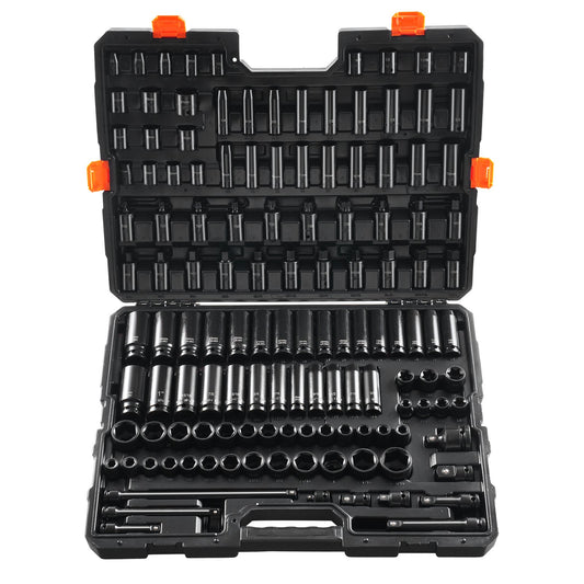 Impact Sockets Set 130PCS 6-Point 3/8" & 1/2" Drive Bit Ratchet Tool Kit V952-CJTTZJ1CRMO1LIEEAV0