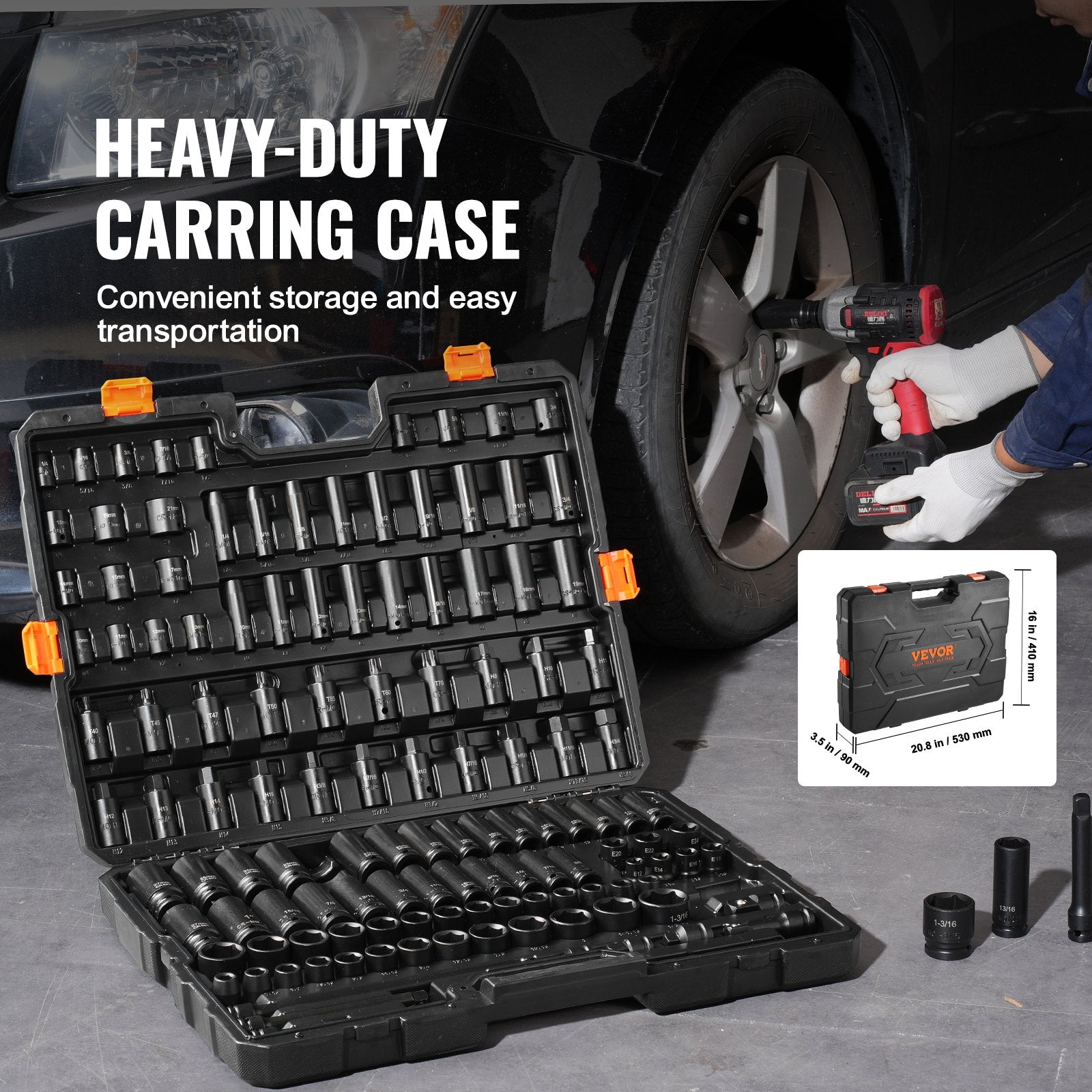 Impact Sockets Set 130PCS 6-Point 3/8" & 1/2" Drive Bit Ratchet Tool Kit V952-CJTTZJ1CRMO1LIEEAV0