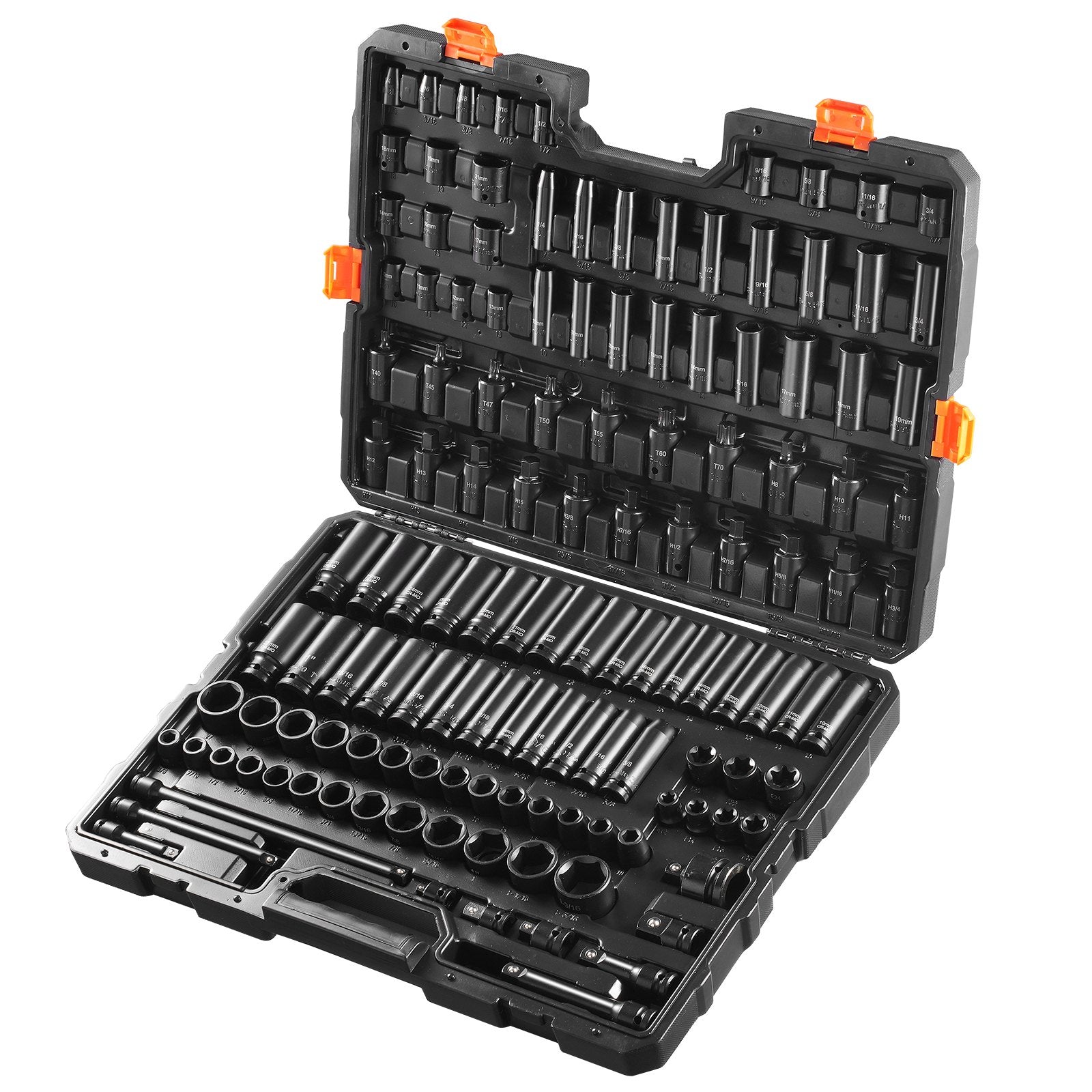 Impact Sockets Set 130PCS 6-Point 3/8" & 1/2" Drive Bit Ratchet Tool Kit V952-CJTTZJ1CRMO1LIEEAV0