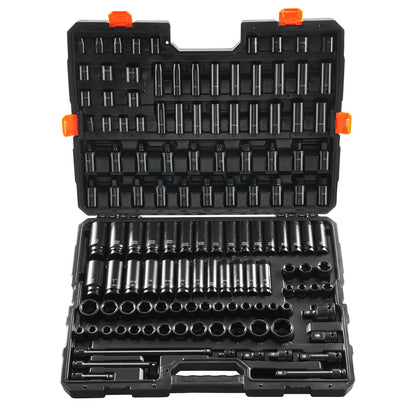Impact Sockets Set 130PCS 6-Point 3/8" & 1/2" Drive Bit Ratchet Tool Kit V952-CJTTZJ1CRMO1LIEEAV0