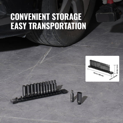 1/4" Drive Impact Socket Set, 14 Piece Deep Socket Set Metric 4-15mm, 6 Point Cr-Mo Alloy Steel for Auto V952-CJTTZJ1CRMO1WL3UXV0