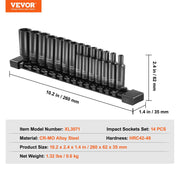 1/4" Drive Impact Socket Set, 14 Piece Deep Socket Set Metric 4-15mm, 6 Point Cr-Mo Alloy Steel for Auto V952-CJTTZJ1CRMO1WL3UXV0