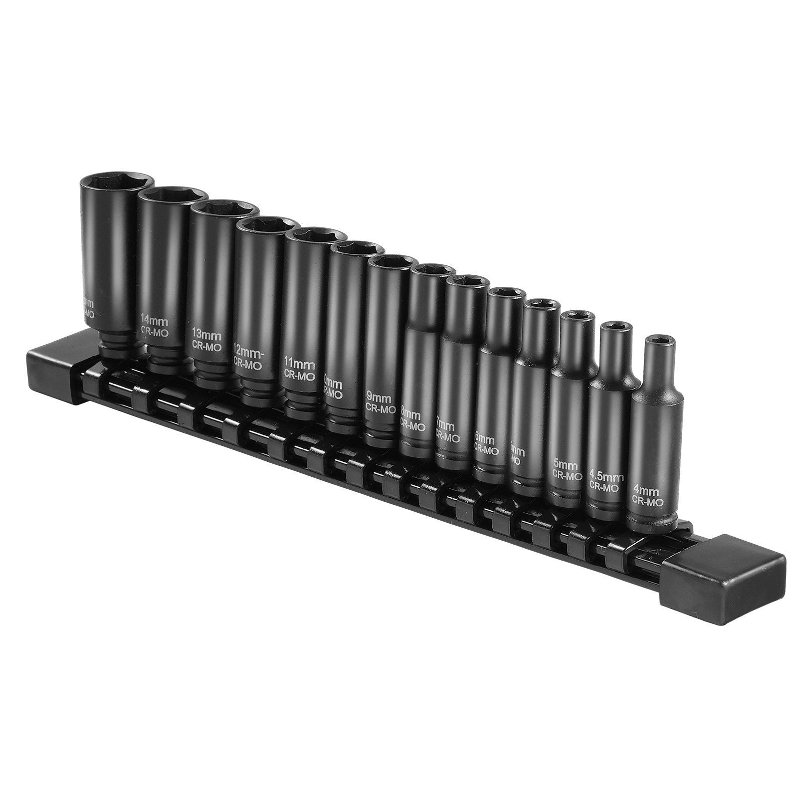 1/4" Drive Impact Socket Set, 14 Piece Deep Socket Set Metric 4-15mm, 6 Point Cr-Mo Alloy Steel for Auto V952-CJTTZJ1CRMO1WL3UXV0