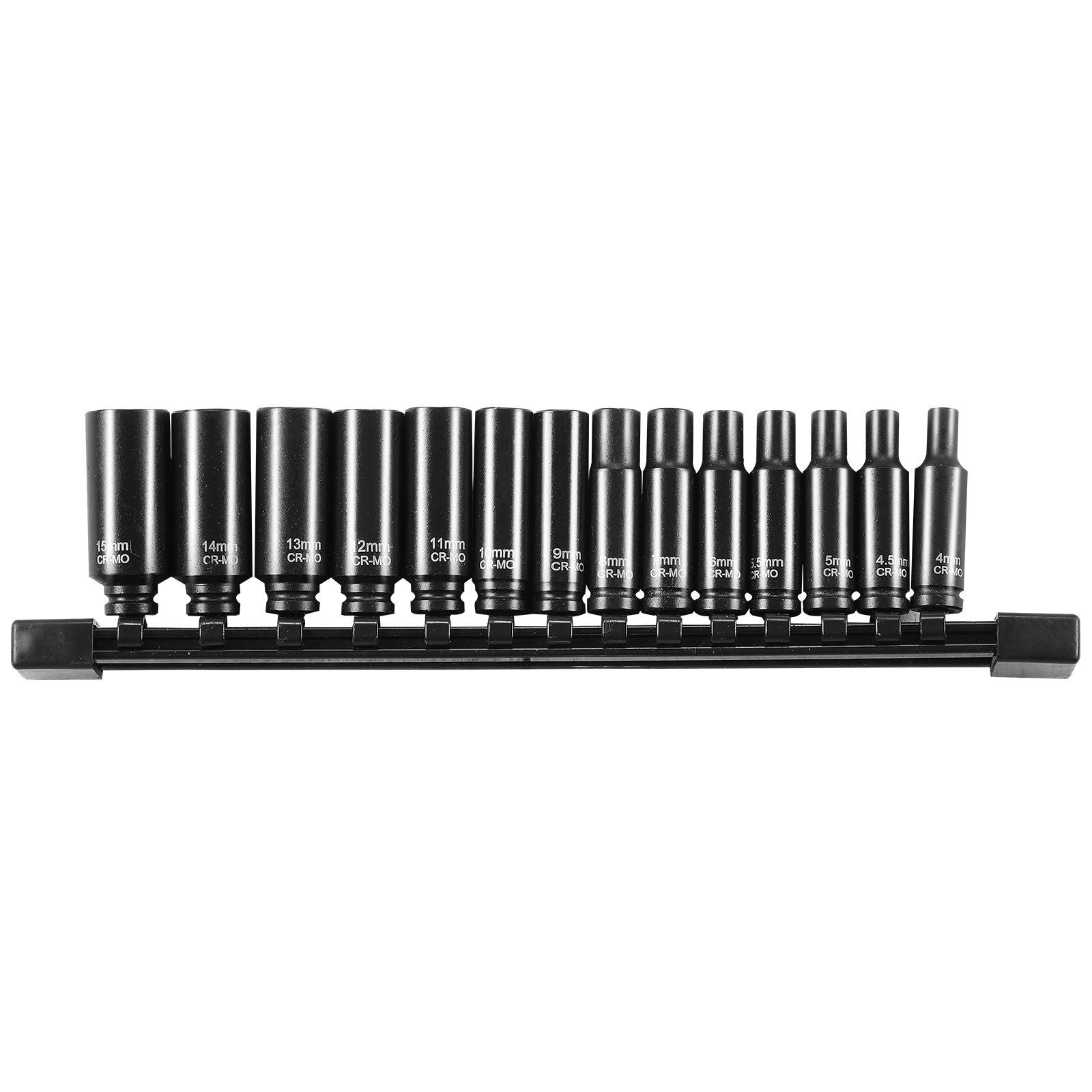 1/4" Drive Impact Socket Set, 14 Piece Deep Socket Set Metric 4-15mm, 6 Point Cr-Mo Alloy Steel for Auto V952-CJTTZJ1CRMO1WL3UXV0