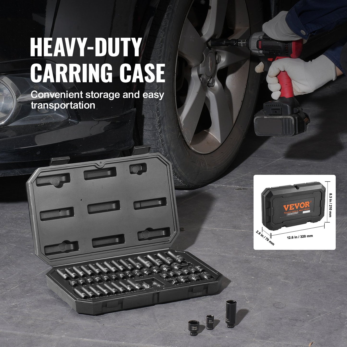 Impact Sockets Set 48pcs 6-Point 1/4" Drive Bit Ratchet Tool Kit Case V952-CJTTZJ1CRMO41B6ARV0