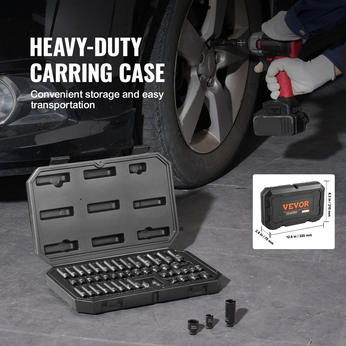 Impact Sockets Set 48pcs 6-Point 1/4" Drive Bit Ratchet Tool Kit Case V952-CJTTZJ1CRMO41B6ARV0