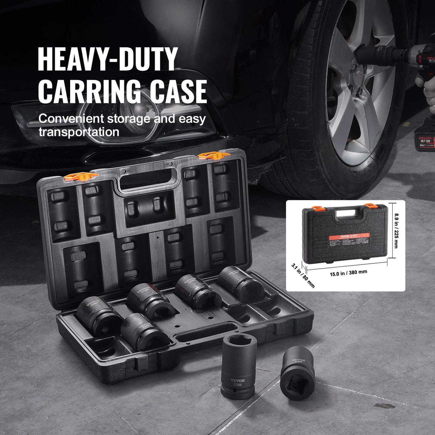 Impact Sockets Set 8pcs 6-Point 1" Drive Bit Ratchet Tool Kit Case V952-CJTTZJ1CRMO8V7TC1V0