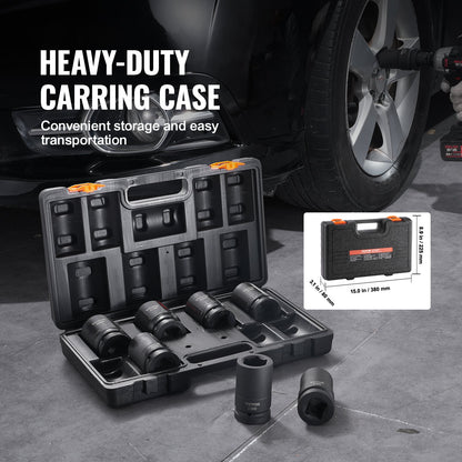 Impact Sockets Set 8pcs 6-Point 1" Drive Bit Ratchet Tool Kit Case V952-CJTTZJ1CRMO8V7TC1V0