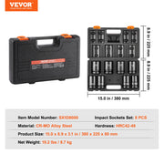 Impact Sockets Set 8pcs 6-Point 1" Drive Bit Ratchet Tool Kit Case V952-CJTTZJ1CRMO8V7TC1V0