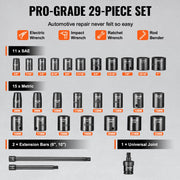 Impact Sockets Set 29pcs 6-Point 3/8in Drive Bit Ratchet Tool Kit Case V952-CJTTZJ1CRV299EO2EV0