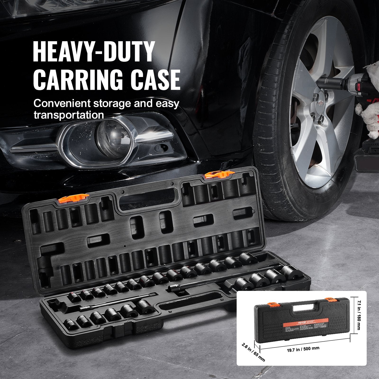 Impact Sockets Set 29pcs 6-Point 3/8in Drive Bit Ratchet Tool Kit Case V952-CJTTZJ1CRV299EO2EV0