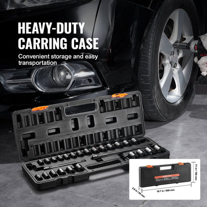 Impact Sockets Set 29pcs 6-Point 3/8in Drive Bit Ratchet Tool Kit Case V952-CJTTZJ1CRV299EO2EV0