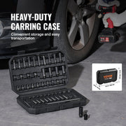 1/4" Drive Impact Socket Set, 55 Piece Deep & Shallow Socket Set SAE 5/32"-9/16" and Metric 4-15mm, 6 Point V952-CJTTZJ1CRV551UAHSV0