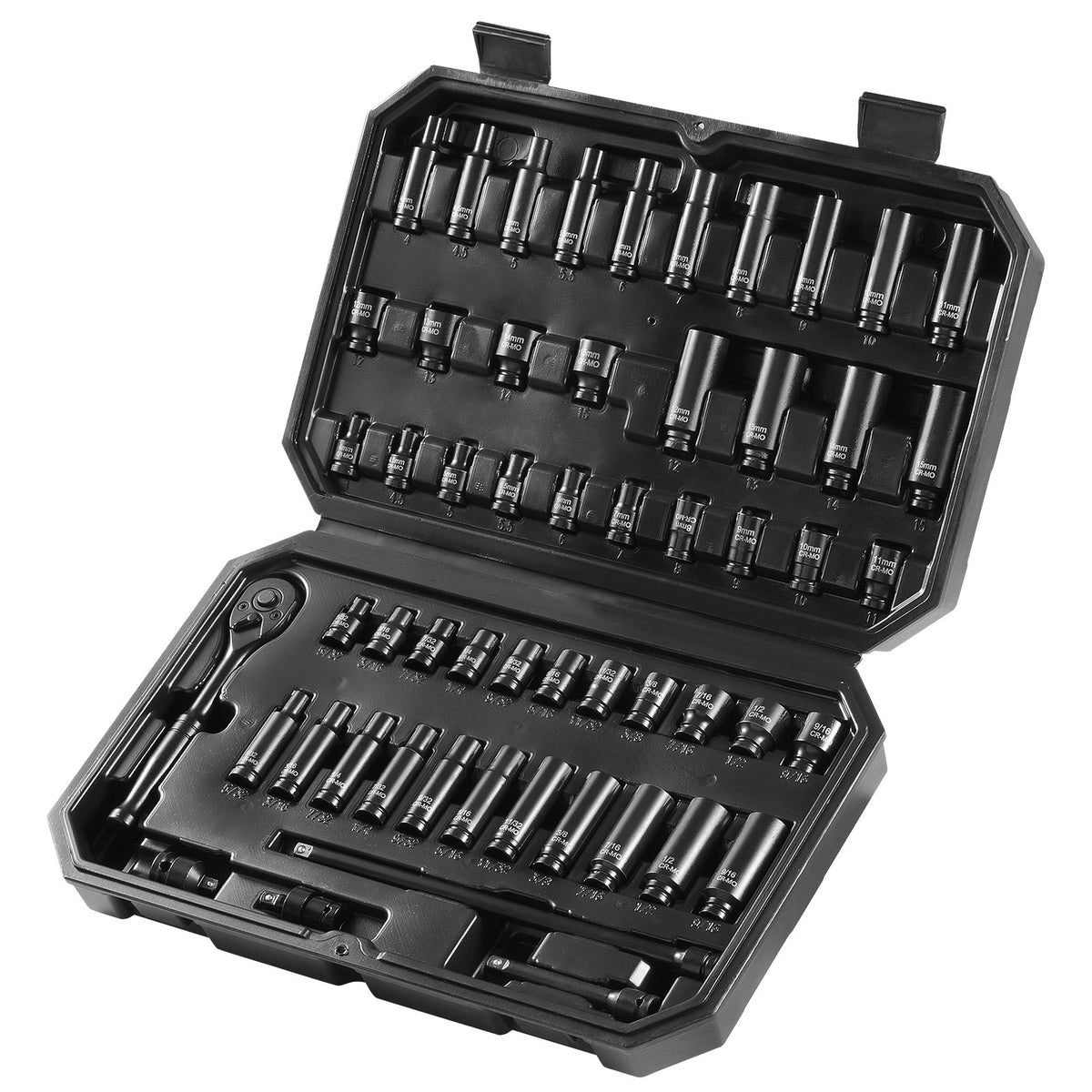 1/4" Drive Impact Socket Set, 55 Piece Deep & Shallow Socket Set SAE 5/32"-9/16" and Metric 4-15mm, 6 Point V952-CJTTZJ1CRV551UAHSV0