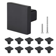 Cabinet Knobs, 10 Pack, 30 mm Black Zinc Alloy Drawer Pulls & Door Handles, Square Kitchen Solid Knobs V952-CJXNFX10PCS031H9B001V0