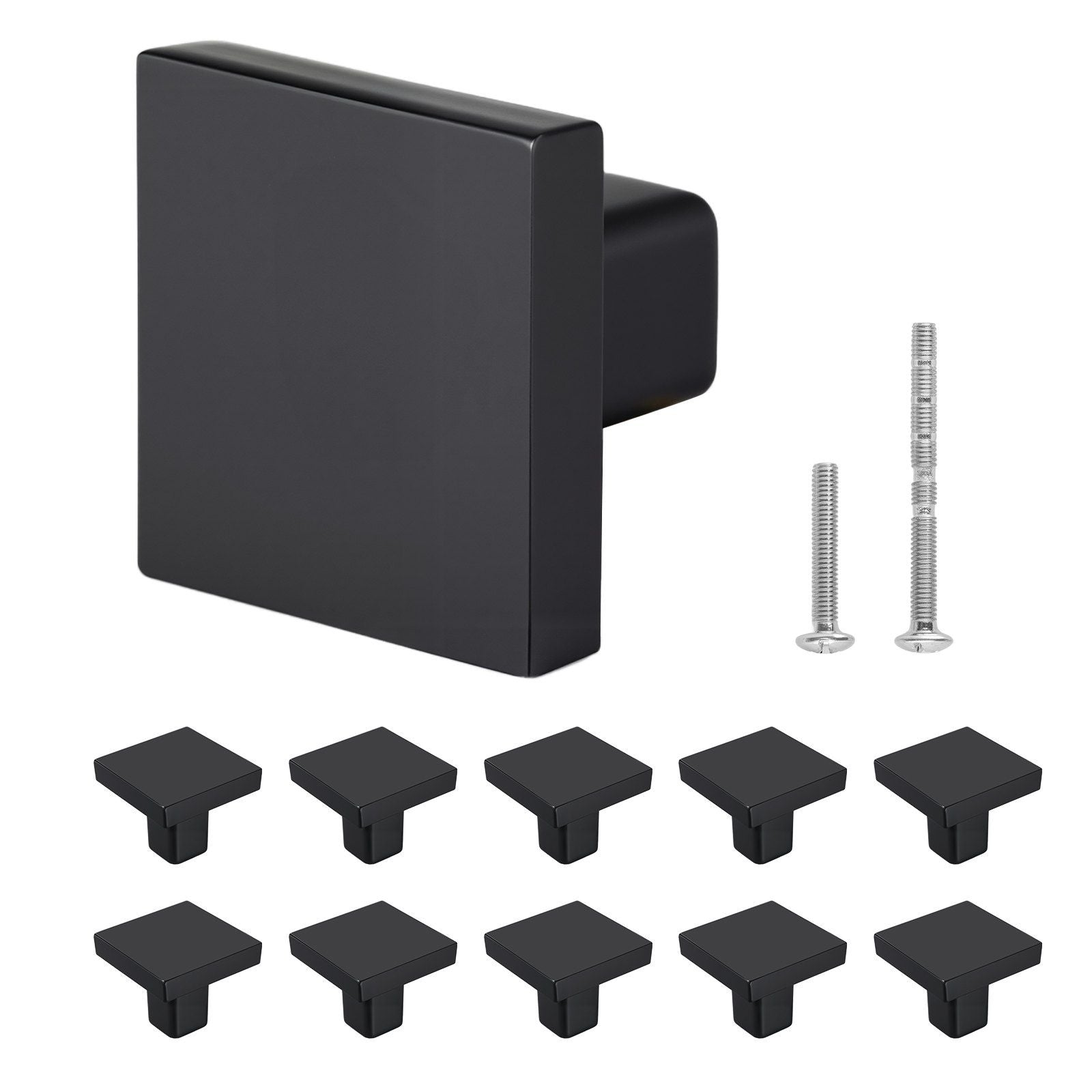 Cabinet Knobs, 10 Pack, 30 mm Black Zinc Alloy Drawer Pulls & Door Handles, Square Kitchen Solid Knobs V952-CJXNFX10PCS031H9B001V0