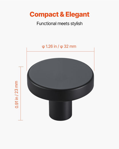 Cabinet Knobs, 10 Pack, 32 mm Black Zinc Alloy Drawer Pulls & Door Handles, Mushroom Kitchen Solid Knobs V952-CJXNJDMGT10PE6O7J001V0