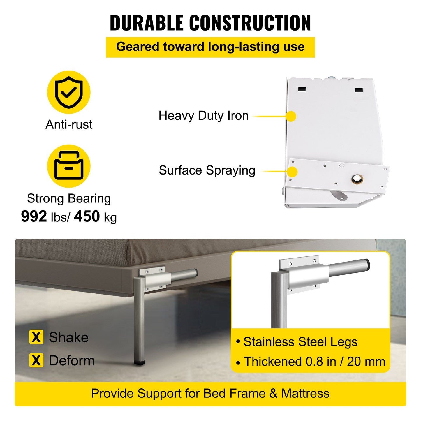 Murphy Mounting Wall Springs Mechanism, Heavy Duty Support Hardware DIY Kit, Bed Springs Mechanism Ideal for V952-CJZFCJ00000000001V0