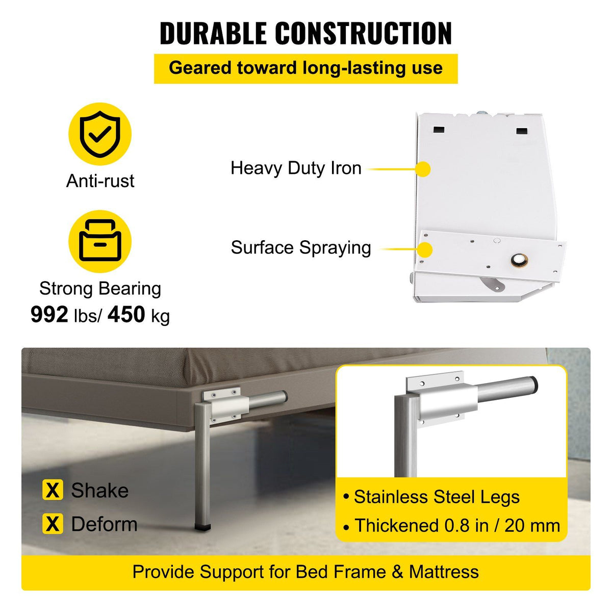 Murphy Mounting Wall Springs Mechanism, Heavy Duty Support Hardware DIY Kit, Bed Springs Mechanism Ideal for V952-CJZFCJ00000000001V0