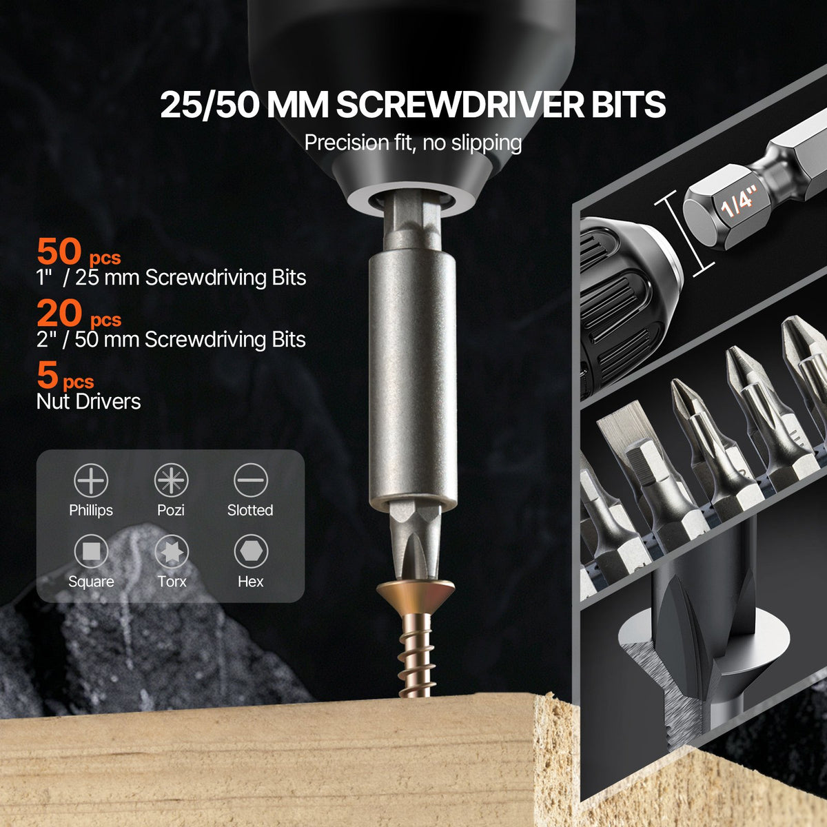 Drill Bit Set 101PCS Screwdriver Bit Set with Carrying Case Multi-purpose V952-CJZHQZTZ112P5AA14V0