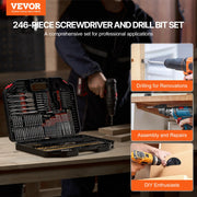 Drill Bit Set, 246 Pieces Drill and Driver Bit Set, Screwdriver Bit Set Suitable for Wood Metal Cement V952-CJZHQZTZ246PK9I75V0