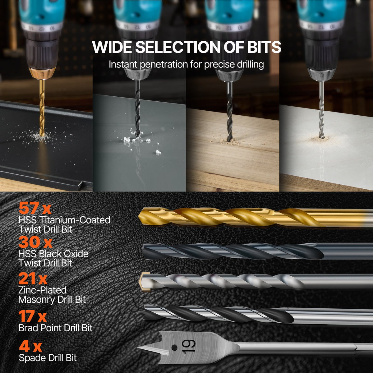 Drill Bit Set, 246 Pieces Drill and Driver Bit Set, Screwdriver Bit Set Suitable for Wood Metal Cement V952-CJZHQZTZ246PK9I75V0