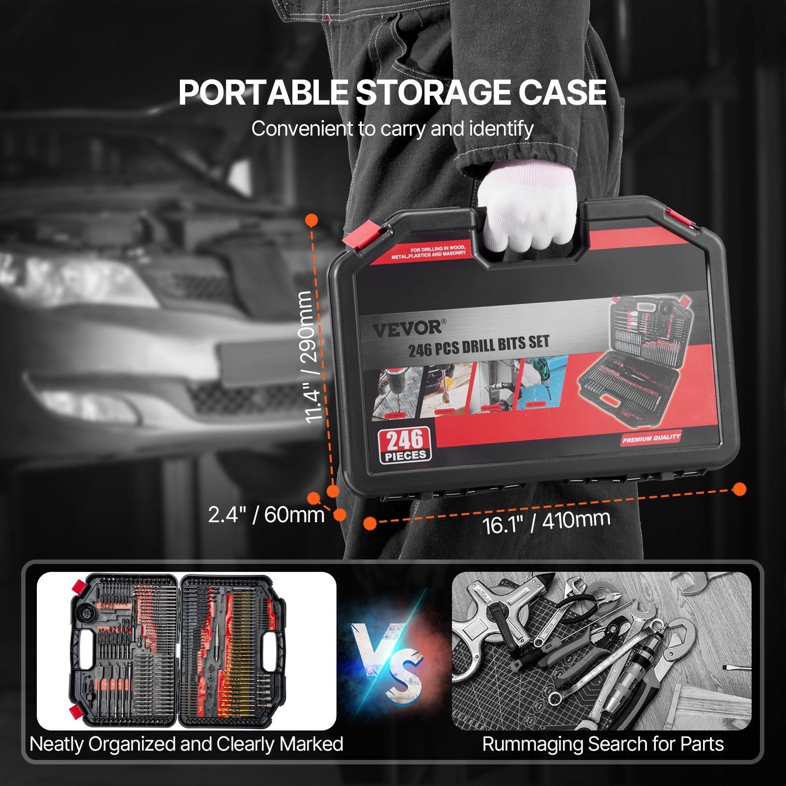 Drill Bit Set, 246 Pieces Drill and Driver Bit Set, Screwdriver Bit Set Suitable for Wood Metal Cement V952-CJZHQZTZ246PK9I75V0